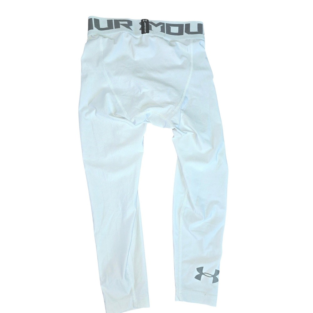 Under Armour Boys White HeatGear Compression Leggings Athletic Tights Size M